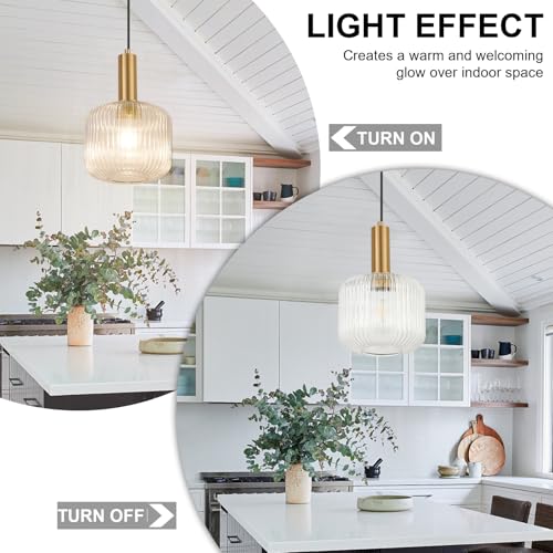 8 Inch Clear Glass Pendant Lights Small Modern Chandelier Pendant Lighting Mid Century Hanging Lights Adjustable Kitchen Island Light for Dining Room Bedroom Hallway - color: 8 Inch Clear