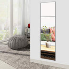 Ruomeng Full Length Wall Mirror Tiles, 12" x 12" x 4Pcs Frameless Wall Mounted Mirror Glass Wall Mirror for Home Gym, Door, Bedroom, Living Room - size: 12"x12"-4pcs