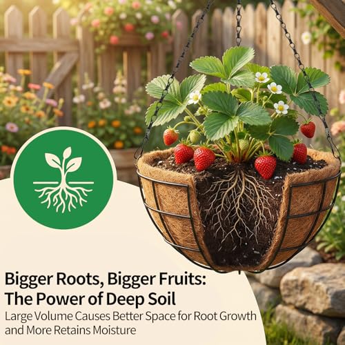 16 Inch Hanging Planters for Outdoor Plants,4 Pack Large Hanging Baskets for Plants Outdoor Metal Hanging Baskets with Thick Coco Coir Liners, Round Flower Pots for Porch Garden Ferns & Petunias - size: Large-16inch