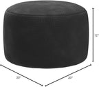 Asuprui Unstuffed Pouf Ottoman Round Poof Ottoman No Filler Soft Faux Fur Foot Stool 20x20x12 Inches Fuzzy Chair Floor Pouf Foot Rest with Storage for Living Room Bedroom Black