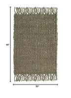 SAFAVIEH Natural Fiber Collection Accent Rug - 2'6" x 4', Green, Handmade Boho Fringe Woven Jute, Ideal for High Traffic Areas in Entryway, Living Room, Bedroom (NF368G) - color: Green, size: 2'6" x 4' (Rectangular)