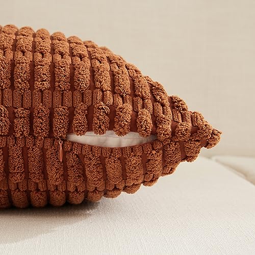 Fancy Homi Decorative Throw Pillow Covers for Bed Couch Bedroom Bench, Soft Corduroy Solid Pillow Case, Rustic Farmhouse Boho Room Decor,20" x 12" (Pack of 1),Rust - color: Rust, size: 20" x 12" (Pack of 1)