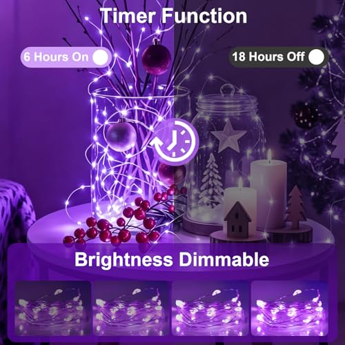AIKEI 6 Pack LED Fairy Lights with Timer Battery Operated, Mini String Lights with Remote Waterproof 7ft 20 Led Firefly Starry Lighting for Wedding Party Bedroom Garden Christmas Decoration Purple - color: Purple, size: 6PCS-REMOTE