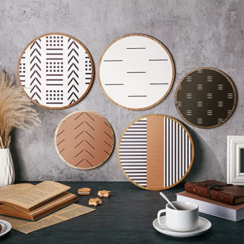 Yulejo 5 Pcs Western Aztec Wall Decor Southwestern Walls Art Vintage Boho Farmhouse Geometric Hanging Sign for Home Kitchen Bathroom Bedroom Living Room Mexican Wall Decor