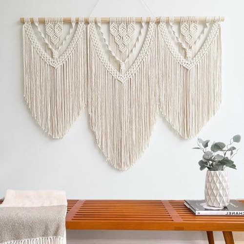 Achart Macrame Wall Hanging Large- Boho Wall Decor- large wall art- Wall Decor Living Room- Macrame Tapestry Boho Decor for Bedroom (Beige-C) - color: Beige-C