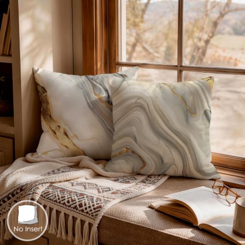 OBSEDE Grey Gold Marble Throw Pillow Covers 18x18 Set of 4, Farmhouse Decor for Home Couch Sofa Living Room, Rustic Floral Decorative Cushion Cases - color: Grey Gold Marble