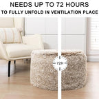 Stuffed Ottoman with Modern High Density Foam Faux Fur Pouf Stool Round Foot Stool Cushion Storage Ottoman 20 * 12''Floor Pouf Ottoman Foot Rest for Living Room (Snow Coffee)