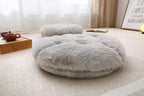 Large Floor Pillow Meditation Cushion Round Floor Cushions for Adults,Luxury Faux Fur Thick Floor Pillows for Sitting Put in Living Room Balcony Outdoor Tatami（Grey）
