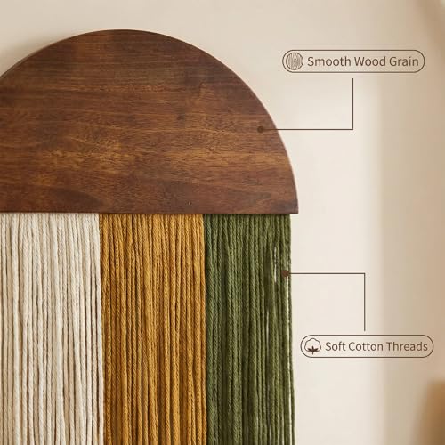 HISBO 2 Pcs Boho Macrame Wall Hanging, Tie-Dye Tapestry, Three-color woven tapestry, Modern Chic Wall Decor, for Apartment Dorm Living Room Bedroom Nursery Backdrop 17.7" W X 29.5" L, Red and Green - color: white, brown, red, cyan