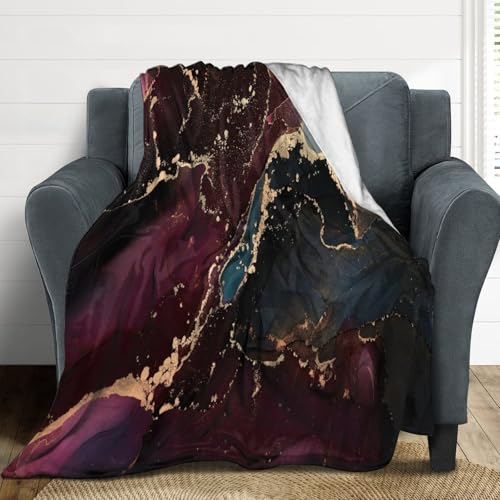 Modern Marble Blanket, Abstract Luxury Baroque Golden Purple Blue Stone Veins Pattern Soft Warm Cozy Plush Flannel Covers for Livingroom Bedroom Couch Chair Camping Travel Home Decor Tapestry 30x40in - color: Abstract-2, size: 30W" x 40L"