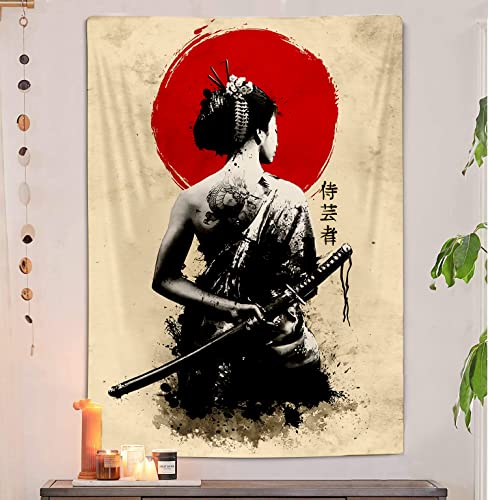JOKIMAL Japanese Woman Geisha Samurai Tapestry Poster Wall Wall Art WallDecor Apartment Home Dorm Wall Decorations for Living Room BedroomTapestries 40"x60" - color: Geisha 1