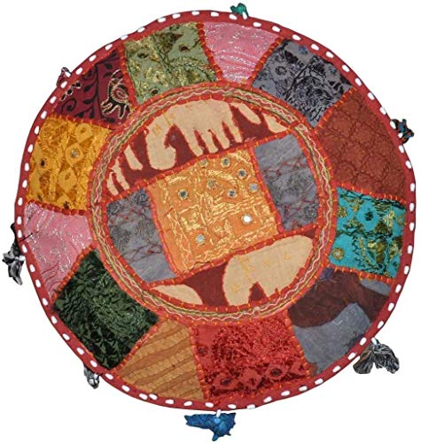 The Harry Creations Decorative Patchwork Comfortable Indian Ottoman Ethnic Cotton Cushion Bean Bag Designs Floor Embroidered Pouf Cover (Alteration, 18"x13") - color: Alteration, size: 18"x13"