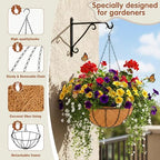 14 inch Metal Hanging Baskets For Plants Outdoor 4 Pack Round Metal Wire Hanging Basket Planter with Coco Fiber Liners Chain Round Wire Plant Holder for Garden, Patio, Deck, Porch Plants Flower Potss - size: 14 Inch, style: Watermelon