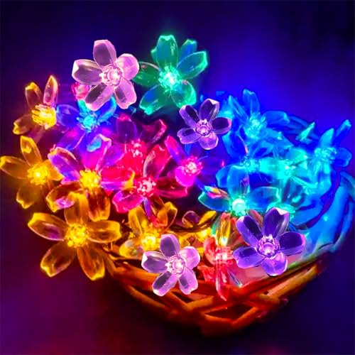 Battery Operated and USB Plug in Fairy Flower String Lights, 10ft 30 LED Cherry Blossom 8 Modes Timer Indoor Bedroom Party Wedding Garden Christmas Easter Tree Hanging Decorations (Multi Colored) - color: 10ft Multicolor Flower Lights