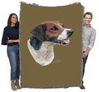 Pure Country Weavers English Foxhound Dog Woven Blanket Sand by Robert May - Gift Cotton Tapestry Throw - Made in The USA - 72" x 54" - color: Sand, size: 72" x 54"