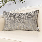 Yangest Grey Throw Pillow Cover Velvet Cushion Cover Branches Rectangular Pillowcase for Sofa Couch Bedroom Living Room, 12x20 Inch - color: Grey, size: 20" x 12" (Pack of 1)