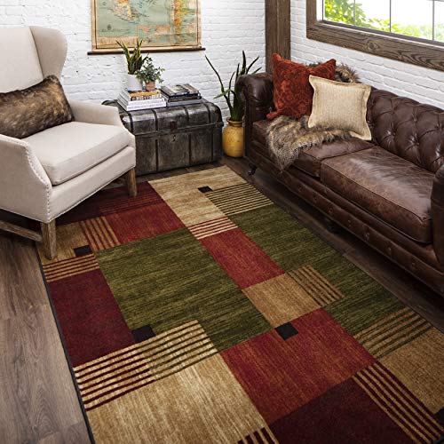Mohawk Home Alliance Modern Geometric 7' 6" x 10' Area Rug - Red - Perfect for Living Room, Dining Room, Office - size: 7' x 10' (Rectangular)