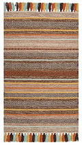 SAFAVIEH Montauk Collection Accent Rug - 2'6" x 4', Brown & Multi, Handmade Boho Stripe Fringe Cotton, Ideal for High Traffic Areas in Entryway, Living Room, Bedroom (MTK901H) - color: Brown/Multi, size: 2'6" x 4' (Rectangular)