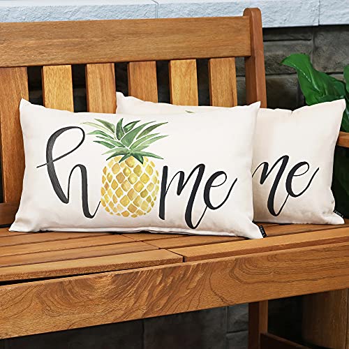 EKOBLA Retro Pineapple Decorative Throw Pillow Case Tropical Exotic Fresh Fruit Cotton Linen Cushion Case for Sofa Couch 12x20 Inches - color: Multi-bs06, size: 20" x 12" (Pack of 1)