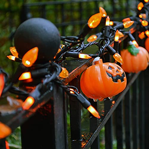 Halloween Lights, 29ft 150 Count Black Wire Incandescent Christmas Mini Lights, 120 V High-Voltage UL Certified Clear Light String Connectable, for Indoor Outdoor Patio Tree Party Home Decor, Orange - color: Orange