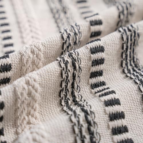 Cethom Black Boho Lumbar Pillow Covers 14x36 Long, Stripe Textured Decorative Couch Pillow Cases for Bed, Sofa, Living Room, Bedroom, Farmhouse Home Accent Cushion Covers, Pack of 1 - color: Black, size: 36" x 14" (Pack of 1)