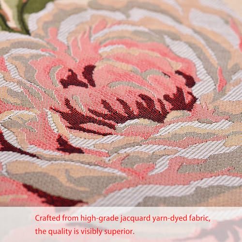 18x18 Tapestry Pillow Cover, Jacquard Woven Large Pink Rose on Beige, Vintage Shabby Chic Floral Throw Pillow Sham for Couch, Victorian Accent Cushion Case, Suede Backing (Vintage Cream & Dusty Rose) - color: Vintage Cream & Dusty Rose
