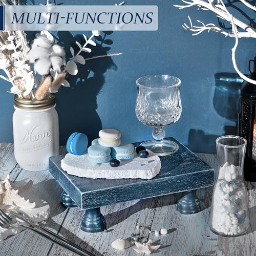 EOSAHR Decorative Display Risers for Home Decor - Wood Pedestal Stand for Kitchen Decor and Countertop Organizer - Ideal for Apartment Essentials (Blue) - color: D-Blue