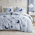 Intelligent Design Kids Cosmos Full Size Duvet Set – Blue Star and Moon Tufted Chenille, Reversible 3-Piece Bedding with Star Pillow, Full/Queen - color: Blue, size: Full/ Queen