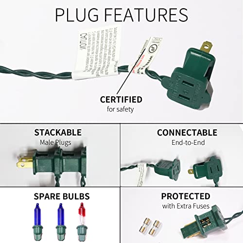 100LIGHTS Multi Extra-Bright with End Connectors Christmas Decorative Lights 5.98m UL Certified Mini String Light Set Waterproof for Home Garden Holiday Christmas Tree Party Patio Wedding - color: Multicolor, size: 100 COUNT-1PACK