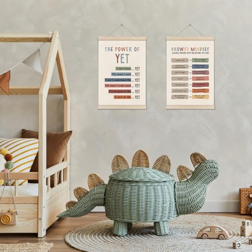 DOI-LANEE Growth Mindset Positive Affirmations Wall Decor,Set of 2, Mental Health Posters Inspirational Hanger Frame for Therapy Office Nursery Playroom Bedroom Classroom School Counselor - color: Off-White06