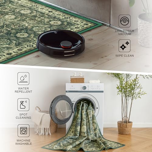 Runner Rug, Washable Non Slip Low Pile Kitchen Runner, Soft Boho Modern Rug for Hallways, Bedroom, 2'6"x 8, Sage Green - color: A-sage Green, size: 2'6" x 8' (Rectangular)