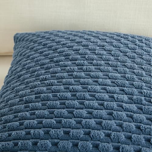 Fancy Homi 2 Packs Dusty Blue Decorative Throw Pillow Covers 18x18 Inch for Couch Bed Sofa, Modern Farmhouse Boho Home Decor, Soft Cute Plush Corduroy Cushion Case 45x45 CM - color: Dusty Blue, size: 18" x 18" (Pack of 2)