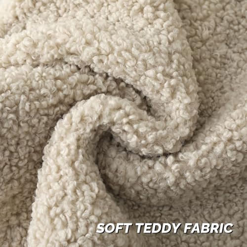 FUTEI Beige Throw Pillow Covers 16x16 Inch Set of 2,Furry Faux Fur Teddy Boucle Textured Cushion Covers,Soft Fluffy Decorative Pillow Case,Home Decor for Couch Bed Living Room Office Car - color: Beige, size: 16" x 16" (Pack of 2)