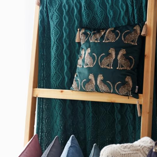 Lumbar Decorative Throw Pillow Cover with Tassels Leopard Pattern Cushion Cover Luxury Style Soft Velvet Pillowcase for Sofa Couch Bedroom (18"x18",Dark Green) - color: Dark Green, size: 18" x 18" (Pack of 1)