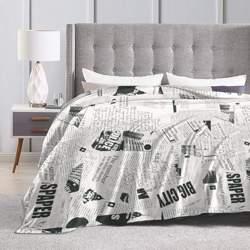 Newspaper Print Throw Blanket for Couch Chair Sofa Bed, Flannel Soft Vintage Newspaper Theme Party Bookish Blanket for Bedroom Living Room Car Book Club, Warm Cozy Blankets for All Season 30"x 40" - color: Newspaper01, size: 30X40 inch