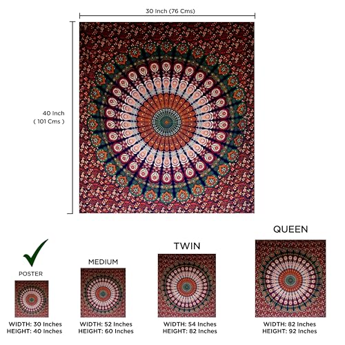 raajsee Blue Orange Tapestry- Best Mandala Wall Hanging- Bedding Tapestry For Bedroom Aesthetic-Size Poster (30x40 Inches / 76x101 Cms) - color: Blue Orange, size: 40"L x 30"W