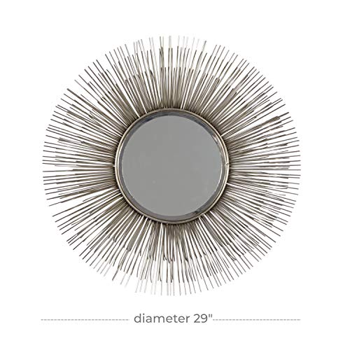 Deco 79 Metal Room Wall Mirror Starburst Entryway Mirror, Wall Mounted Mirror 29" x 4" x 29", Silver - color: Silver, size: 28.5"L x 28.5"W