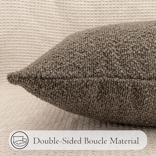 JoraLion 14x24 inch Boucle Lumbar Pillow Cover, Brown Woven Texture Neutral Long Pillow Cover Breathable Cushion Case for Couch Sofa Bed Living Room Home Decor (Cover Only) - color: Brown, size: 24" x 14" (Pack of 1)