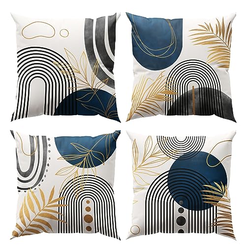 Grey and Blue Throw Pillows Boho Pillow Covers 20x20 Abstract Geometric Pillow Covers Mid Century Modern Decor for Sofa Bed Living Room Couch Set of 4 - color: Blueboho, size: 20" x 20" (Pack of 4)