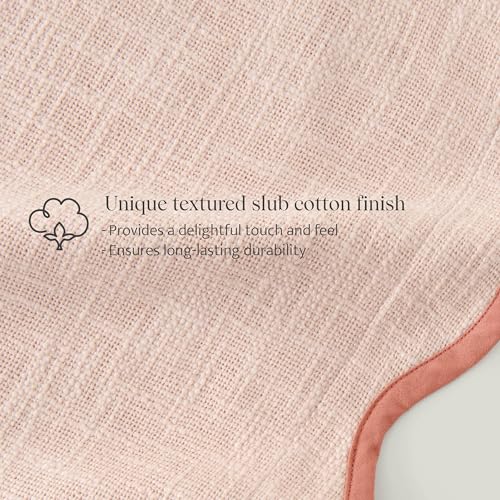 Double Stitch Scalloped Throw Pillow Covers - 100% Cotton Decorative Boho Pillow Covers 20 x 20, Made in India, Square Cushion Case, Modern Home Decor for Couch Sofa Living Room, Shell Pink - color: Shell Pink, size: 20" x 20" (Pack of 1)