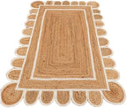 SVI Rug Scallop Pattern Jute Bohemian Area Rug (Off White, 2'x6')