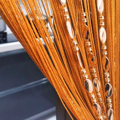 ave split 100cmX200cm Decorative Door String Curtain Beads Wall Panel Fringe Window Room Divider Blind for Wedding Coffee House Parts Door Divider Beads Tassel Screen Decoration (Orange 25) - color: Orange 25