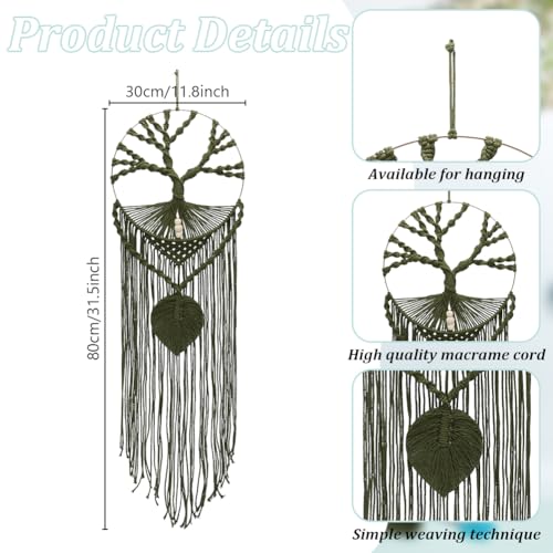ORIGACH DIY Macrame Tree of Life Wall Hanging Kit Handmade Tapestry Macrame Kit for Beginner Adults Macrame Wall Decor for Nursery Living Room, Dark Green