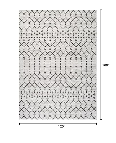 JONATHAN Y Moroccan Geometric Indoor Outdoor Area Rug 10X14 Cream/Black, Ourika Textured Weave for Backyard, Patio, Porch, Easy-Cleaning, High Traffic, Pet-Friendly, Non-Shedding (SMB108I-14) - color: Cream/Black, size: 10' x 14' (Rectangular)