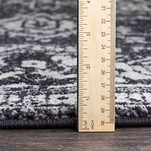 Hauteloom Eon Medallion Small Area Rug - Moroccan Bohemian Farmhouse - Black, White, Ivory - 2' x 3' - color: Black, Charcoal, Light Slate / Painswick, size: 1'11" x 2'11" (Rectangular)