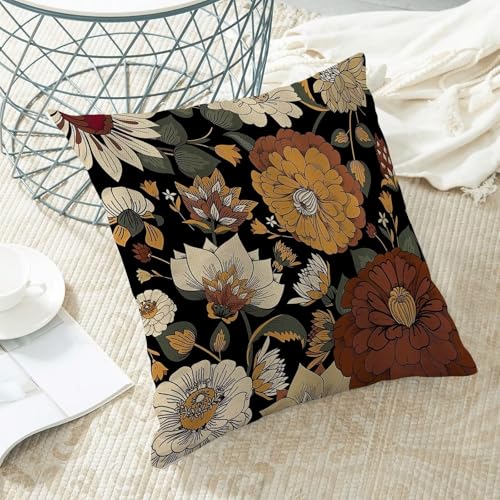 Boho Floral Botanical Pillow Covers 18x18 Inch Set of 2, Mid Century Morden Abstract Outdoor Decorative Retro Flower Throw Pillows Bohemian Flowers Couch Cushion Case for Chair Sofa Bedroom - color: Vc5, size: 18" x 18" (Pack of 2)