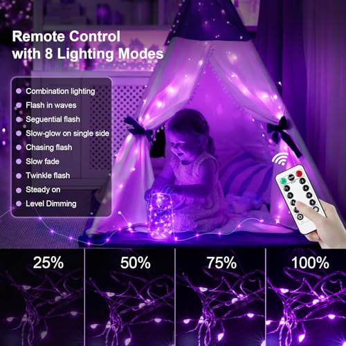 AIKEI 6 Pack LED Fairy Lights with Timer Battery Operated, Mini String Lights with Remote Waterproof 7ft 20 Led Firefly Starry Lighting for Wedding Party Bedroom Garden Christmas Decoration Purple - color: Purple, size: 6PCS-REMOTE