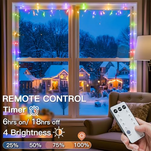 suddus Connectable Christmas Lights with Remote, Multicolor String Lights with Timer, 33ft 100 Led Fairy Lights Plug in for Xmas Tree, Bedroom, Dorm, Yard, Garden, Party, Indoor, Outdoor Decorations - color: Christmas Multicolored, size: 100LED Connectabl