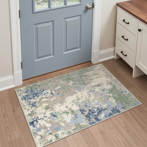 GENIMO 2X3 Washable Modern Doormat, Non-Slip Low Pile Chenille Area Rug, Small Entry Mat for Entrance Hallway Kitchen Bathroom, Sage Mist - color: Sage Mist, size: 2' x 3' (Rectangular)