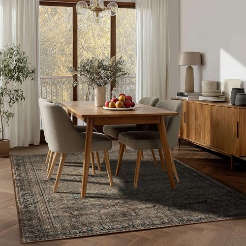 Ruaruarug Washable Area Rug 4x6 for Living Room Bedroom, Ultra Soft Non Slip Stain & Fade Resistant, Pet & Kids Friendly, Suitable for High Traffic Areas Easy to Clean for Kitchen, Vintage Brown - color: Vintage Brown, size: 4' x 6' (Rectangular)